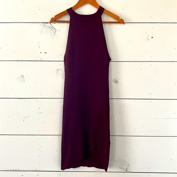 Lulus Dresses & Skirts - Lulu’s Bodycon Ribbed Midi Dress Burgandy Maroon Sz M Sleeveless Asymmetrical